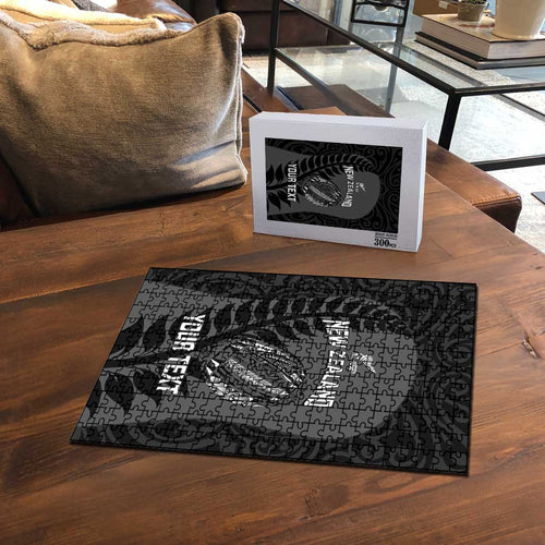 Custom New Zealand Silver Fern Rugby 2025 Puzzle Go Champions Aotearoa Maori Black - Aussie Hoodie