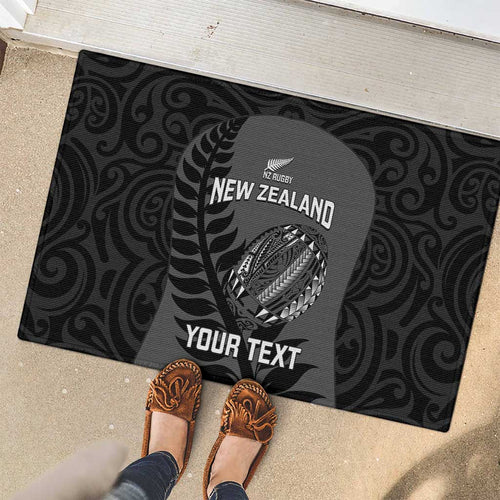 Custom New Zealand Silver Fern Rugby 2025 Rubber Doormat Go Champions Aotearoa Maori Black