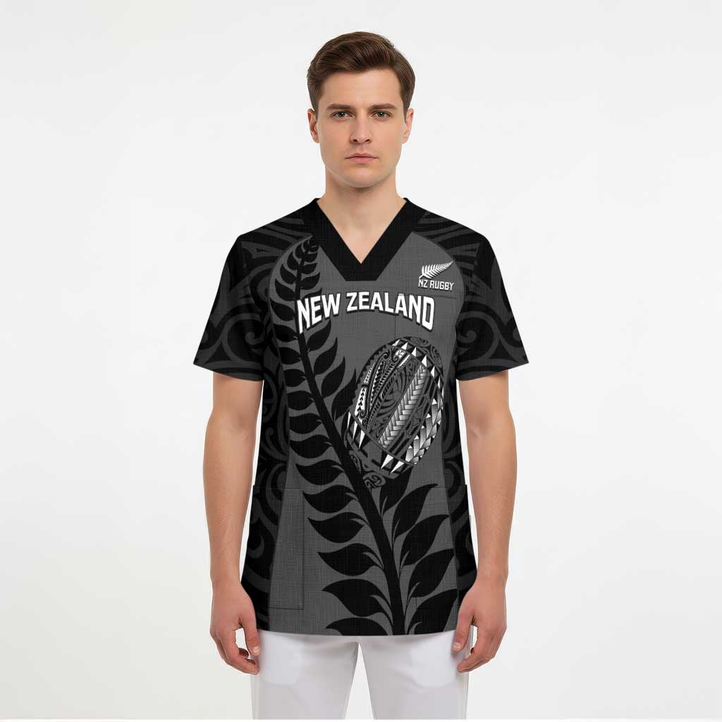 Custom New Zealand Silver Fern Rugby 2025 Scrub Top Go Champions Aotearoa Maori Black - Aussie Hoodie