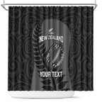 Custom New Zealand Silver Fern Rugby 2025 Shower Curtain Go Champions Aotearoa Maori Black