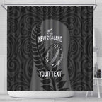 Custom New Zealand Silver Fern Rugby 2025 Shower Curtain Go Champions Aotearoa Maori Black