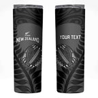 Custom New Zealand Silver Fern Rugby 2025 Skinny Tumbler Go Champions Aotearoa Maori Black