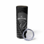 Custom New Zealand Silver Fern Rugby 2025 Skinny Tumbler Go Champions Aotearoa Maori Black