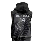 Custom New Zealand Silver Fern Rugby 2025 Sleeveless Hoodie Go Champions Aotearoa Maori Black - Aussie Hoodie