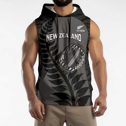 Custom New Zealand Silver Fern Rugby 2025 Sleeveless Hoodie Go Champions Aotearoa Maori Black - Aussie Hoodie