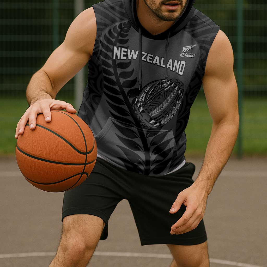 Custom New Zealand Silver Fern Rugby 2025 Sleeveless Hoodie Go Champions Aotearoa Maori Black - Aussie Hoodie