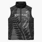 Custom New Zealand Silver Fern Rugby 2025 Sleeveless Puffer Jacket Go Champions Aotearoa Maori Black - Aussie Hoodie