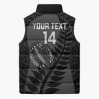 Custom New Zealand Silver Fern Rugby 2025 Sleeveless Puffer Jacket Go Champions Aotearoa Maori Black - Aussie Hoodie