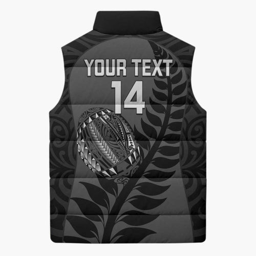 Custom New Zealand Silver Fern Rugby 2025 Sleeveless Puffer Jacket Go Champions Aotearoa Maori Black - Aussie Hoodie