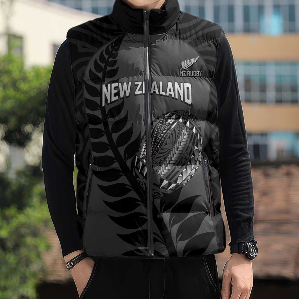 Custom New Zealand Silver Fern Rugby 2025 Sleeveless Puffer Jacket Go Champions Aotearoa Maori Black - Aussie Hoodie