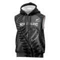 Custom New Zealand Silver Fern Rugby 2025 Sleeveless Zip Hoodie Go Champions Aotearoa Maori Black LT14