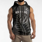 Custom New Zealand Silver Fern Rugby 2025 Sleeveless Zip Hoodie Go Champions Aotearoa Maori Black LT14