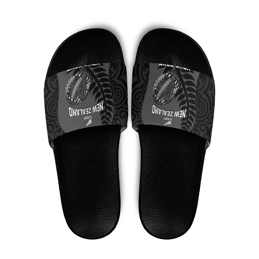 Custom New Zealand Silver Fern Rugby 2025 Slide Sandals Go Champions Aotearoa Maori Black - Aussie Hoodie