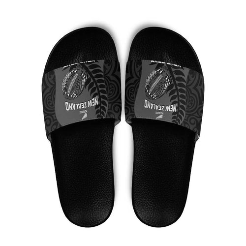 Custom New Zealand Silver Fern Rugby 2025 Slide Sandals Go Champions Aotearoa Maori Black - Aussie Hoodie