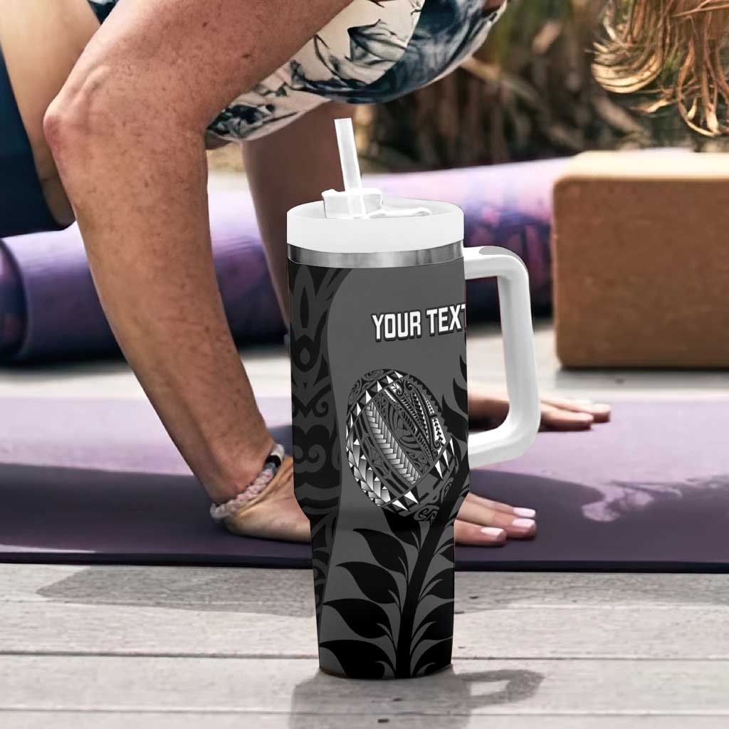 Custom New Zealand Silver Fern Rugby 2025 Tumbler With Handle Go Champions Aotearoa Maori Black