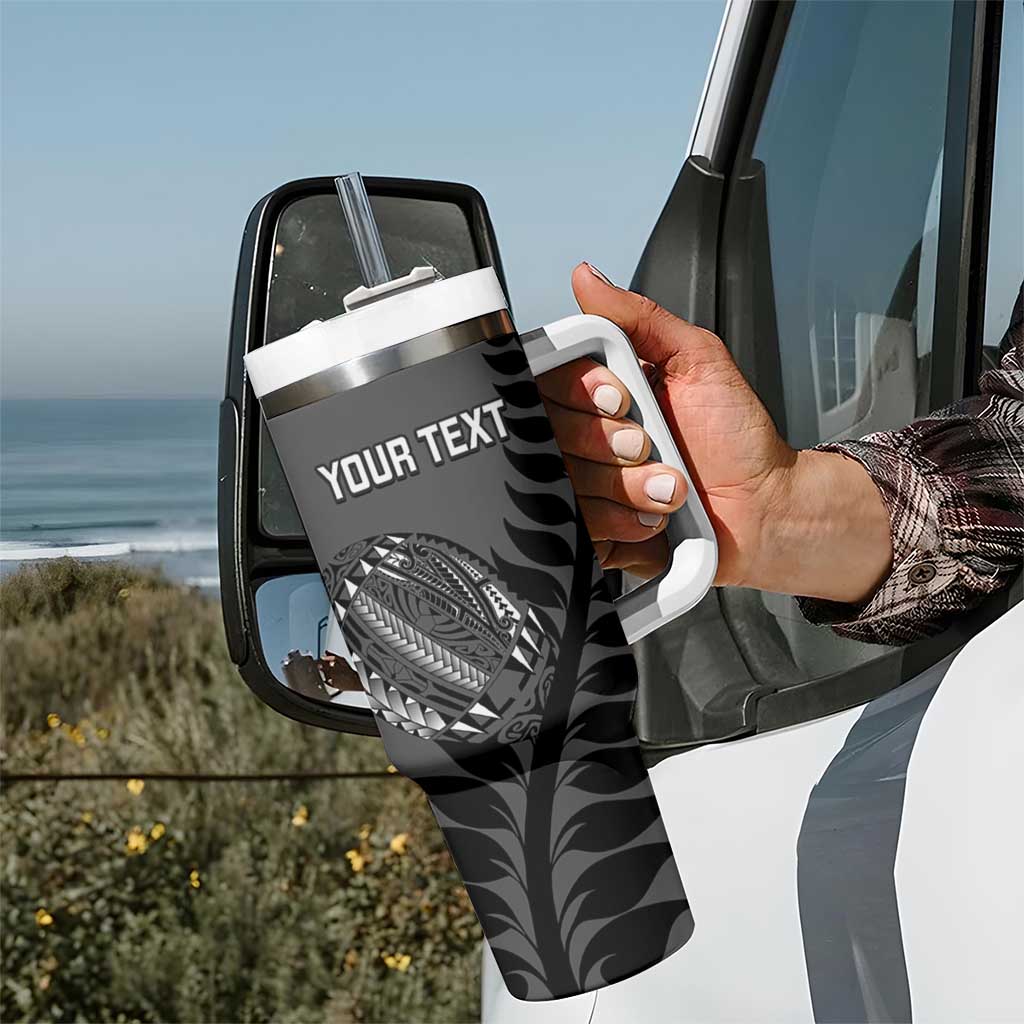 Custom New Zealand Silver Fern Rugby 2025 Tumbler With Handle Go Champions Aotearoa Maori Black