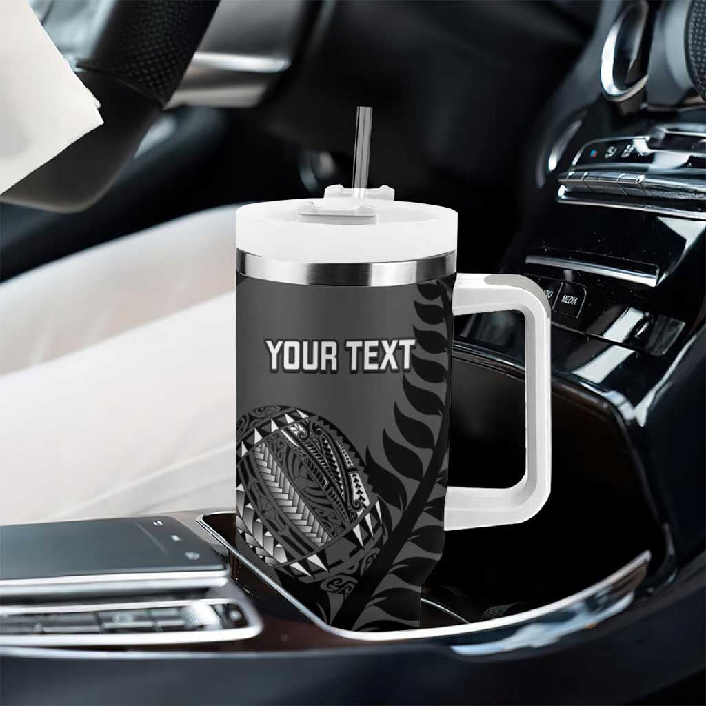Custom New Zealand Silver Fern Rugby 2025 Tumbler With Handle Go Champions Aotearoa Maori Black