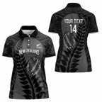 Custom New Zealand Silver Fern Rugby 2025 Women Polo Shirt Go Champions Aotearoa Maori Black