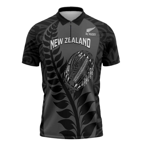 Custom New Zealand Silver Fern Rugby 2025 Zipper Polo Shirt Go Champions Aotearoa Maori Black - Aussie Hoodie