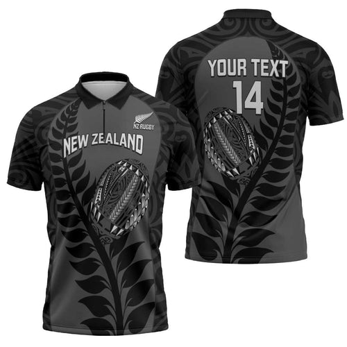 Custom New Zealand Silver Fern Rugby 2025 Zipper Polo Shirt Go Champions Aotearoa Maori Black - Aussie Hoodie