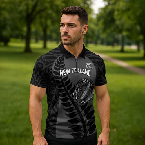 Custom New Zealand Silver Fern Rugby 2025 Zipper Polo Shirt Go Champions Aotearoa Maori Black - Aussie Hoodie
