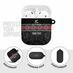 Custom New Zealand Silver Fern Rugby AirPods Case All Black Maori Taniko Pattern - Aussie Hoodie