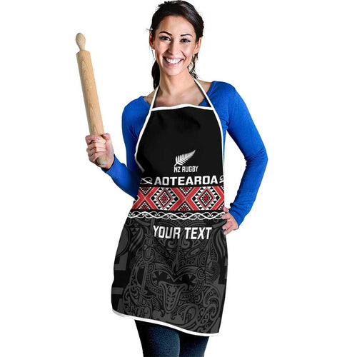 Custom New Zealand Silver Fern Rugby Apron All Black Maori Taniko Pattern - Aussie Hoodie