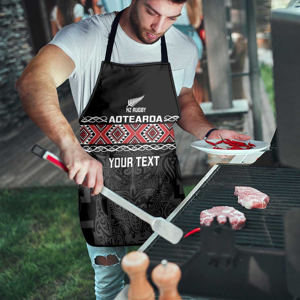 Custom New Zealand Silver Fern Rugby Apron All Black Maori Taniko Pattern - Aussie Hoodie