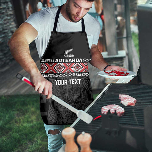 Custom New Zealand Silver Fern Rugby Apron All Black Maori Taniko Pattern - Aussie Hoodie