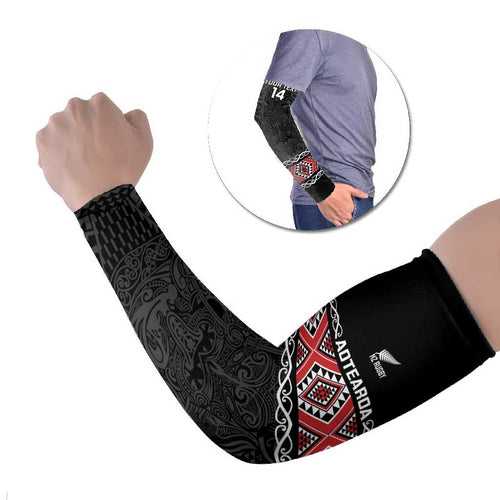 Custom New Zealand Silver Fern Rugby Arm Sleeves All Black Maori Taniko Pattern - Aussie Hoodie