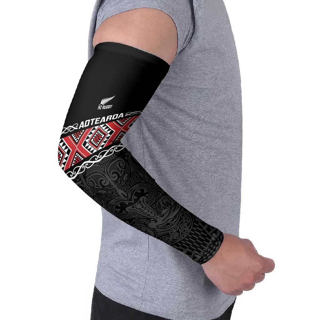 Custom New Zealand Silver Fern Rugby Arm Sleeves All Black Maori Taniko Pattern - Aussie Hoodie