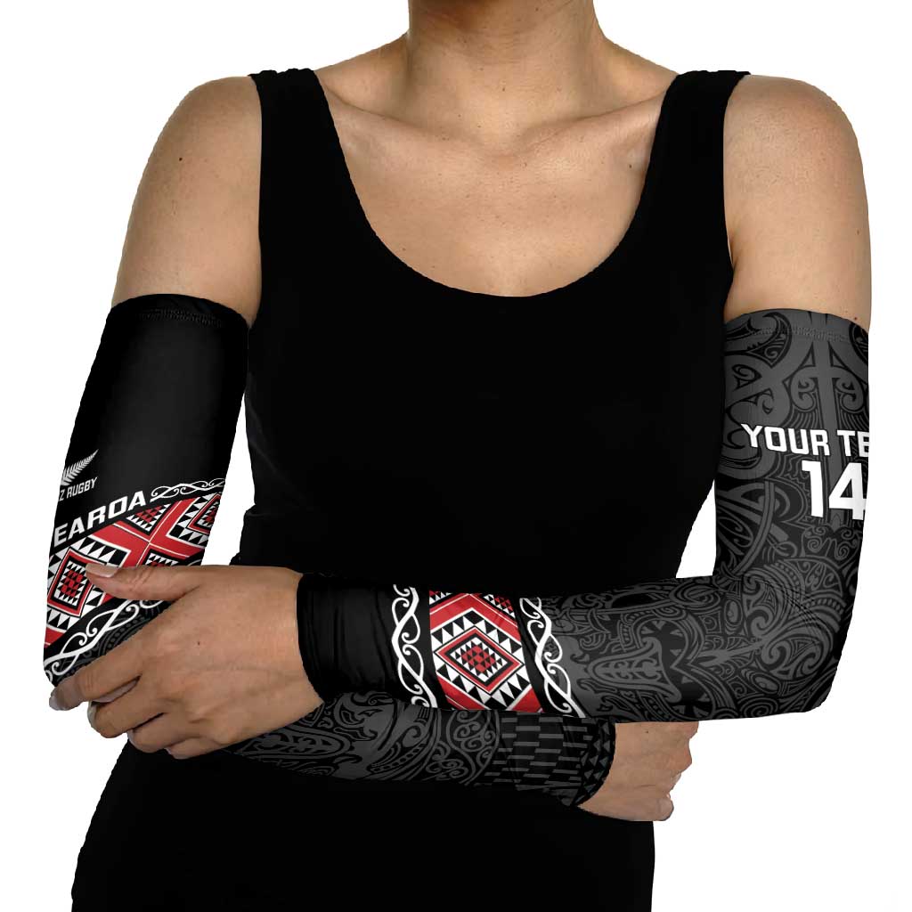 Custom New Zealand Silver Fern Rugby Arm Sleeves All Black Maori Taniko Pattern - Aussie Hoodie