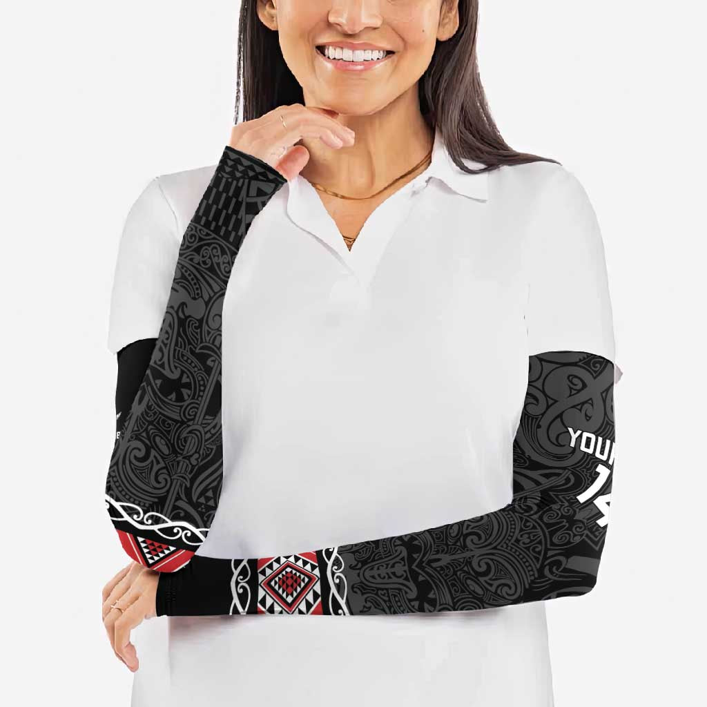 Custom New Zealand Silver Fern Rugby Arm Sleeves All Black Maori Taniko Pattern - Aussie Hoodie