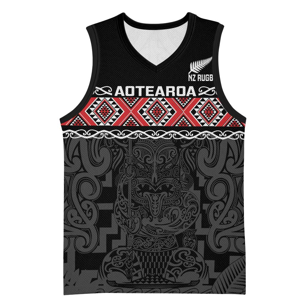Custom New Zealand Silver Fern Rugby Basketball Jersey All Black Maori Taniko Pattern - Aussie Hoodie