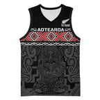 Custom New Zealand Silver Fern Rugby Basketball Jersey All Black Maori Taniko Pattern - Aussie Hoodie