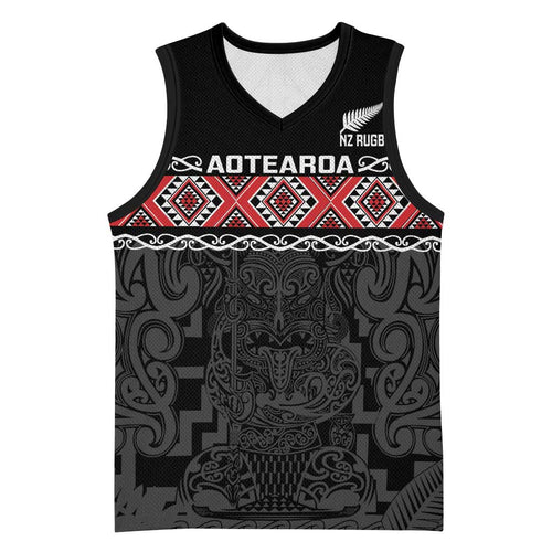 Custom New Zealand Silver Fern Rugby Basketball Jersey All Black Maori Taniko Pattern - Aussie Hoodie