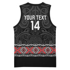 Custom New Zealand Silver Fern Rugby Basketball Jersey All Black Maori Taniko Pattern - Aussie Hoodie