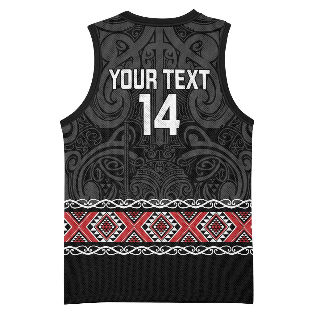 Custom New Zealand Silver Fern Rugby Basketball Jersey All Black Maori Taniko Pattern - Aussie Hoodie