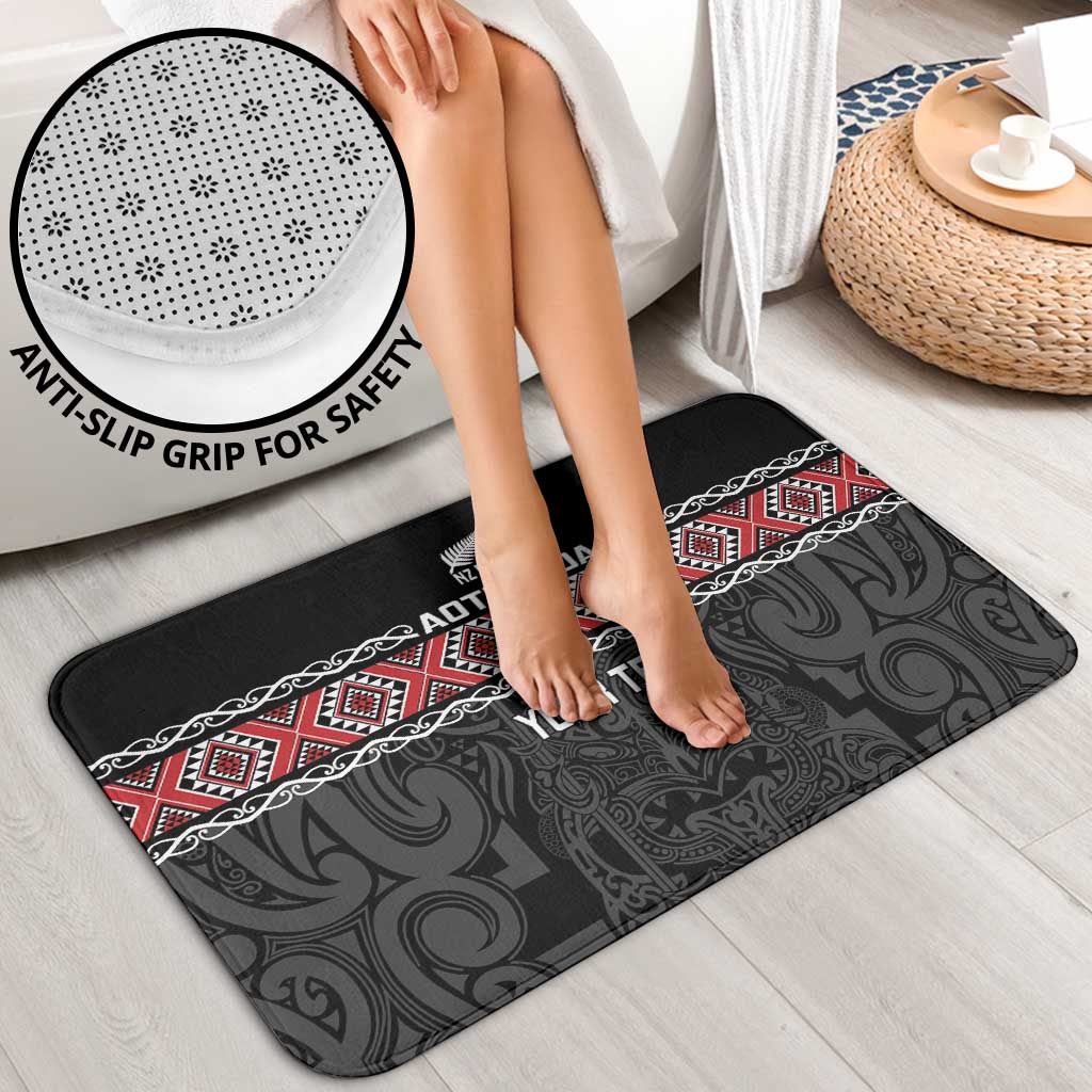 Custom New Zealand Silver Fern Rugby Bathroom Set All Black Maori Taniko Pattern - Aussie Hoodie
