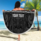 Custom New Zealand Silver Fern Rugby Beach Blanket All Black Maori Taniko Pattern