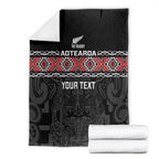 Custom New Zealand Silver Fern Rugby Blanket All Black Maori Taniko Pattern