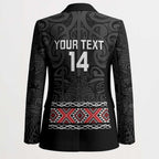 Custom New Zealand Silver Fern Rugby Blazer All Black Maori Taniko Pattern - Aussie Hoodie