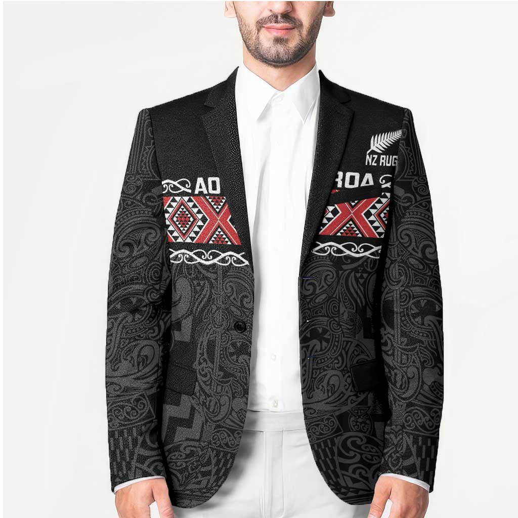Custom New Zealand Silver Fern Rugby Blazer All Black Maori Taniko Pattern - Aussie Hoodie