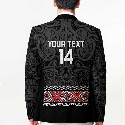 Custom New Zealand Silver Fern Rugby Blazer All Black Maori Taniko Pattern - Aussie Hoodie