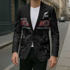 Custom New Zealand Silver Fern Rugby Blazer All Black Maori Taniko Pattern - Aussie Hoodie