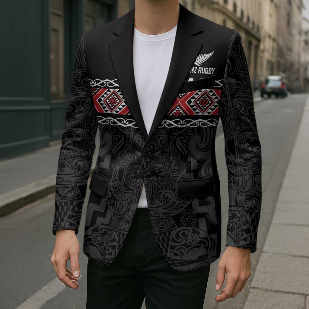 Custom New Zealand Silver Fern Rugby Blazer All Black Maori Taniko Pattern - Aussie Hoodie