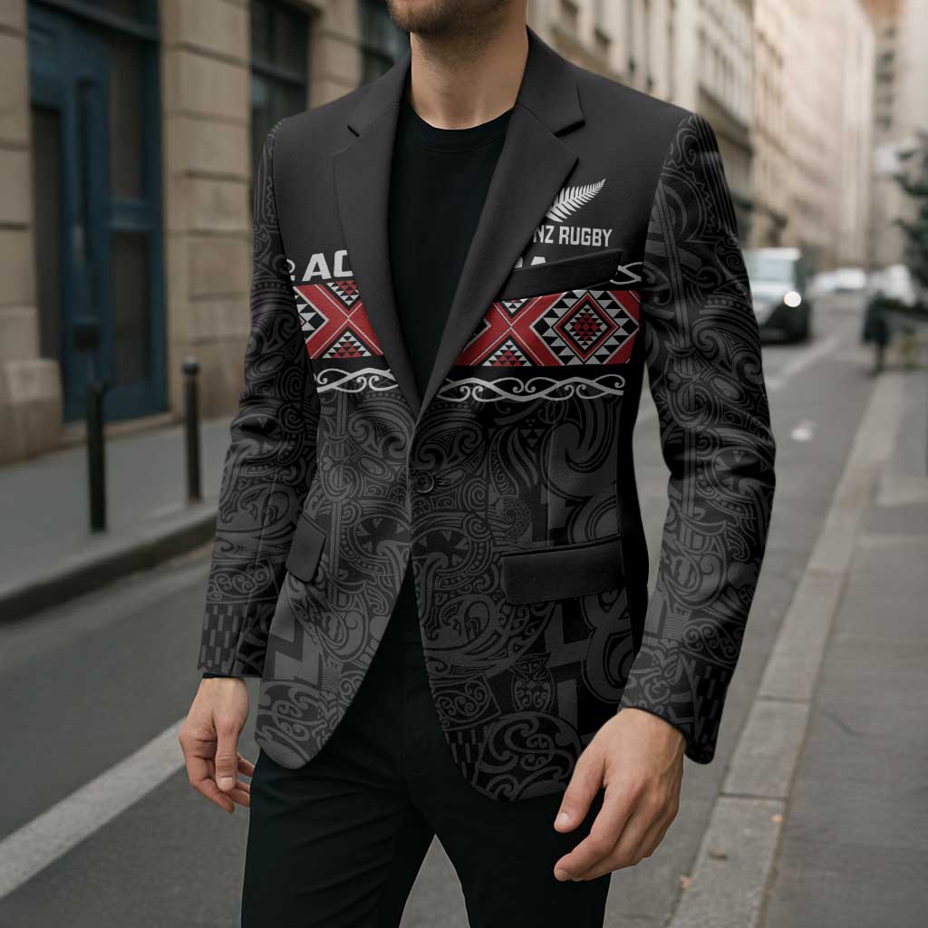 Custom New Zealand Silver Fern Rugby Blazer All Black Maori Taniko Pattern - Aussie Hoodie