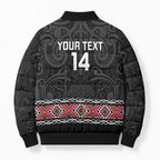 Custom New Zealand Silver Fern Rugby Bomber Puffer Jacket All Black Maori Taniko Pattern - Aussie Hoodie