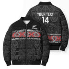 Custom New Zealand Silver Fern Rugby Bomber Puffer Jacket All Black Maori Taniko Pattern - Aussie Hoodie