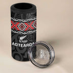 Custom New Zealand Silver Fern Rugby 4 in 1 Can Cooler Tumbler All Black Maori Taniko Pattern